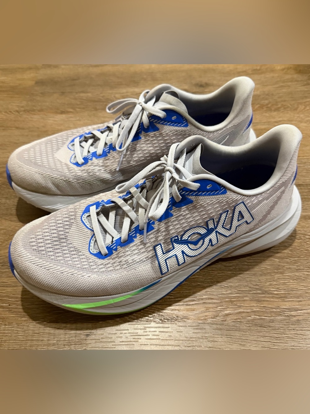 Hoka Men’s Mach 7 Road Running Shoes, Ash Gray/Cobalt Blue, Size 12